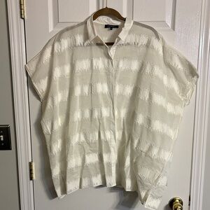 Lafayette 148 New York White Textured Button Down Shirt